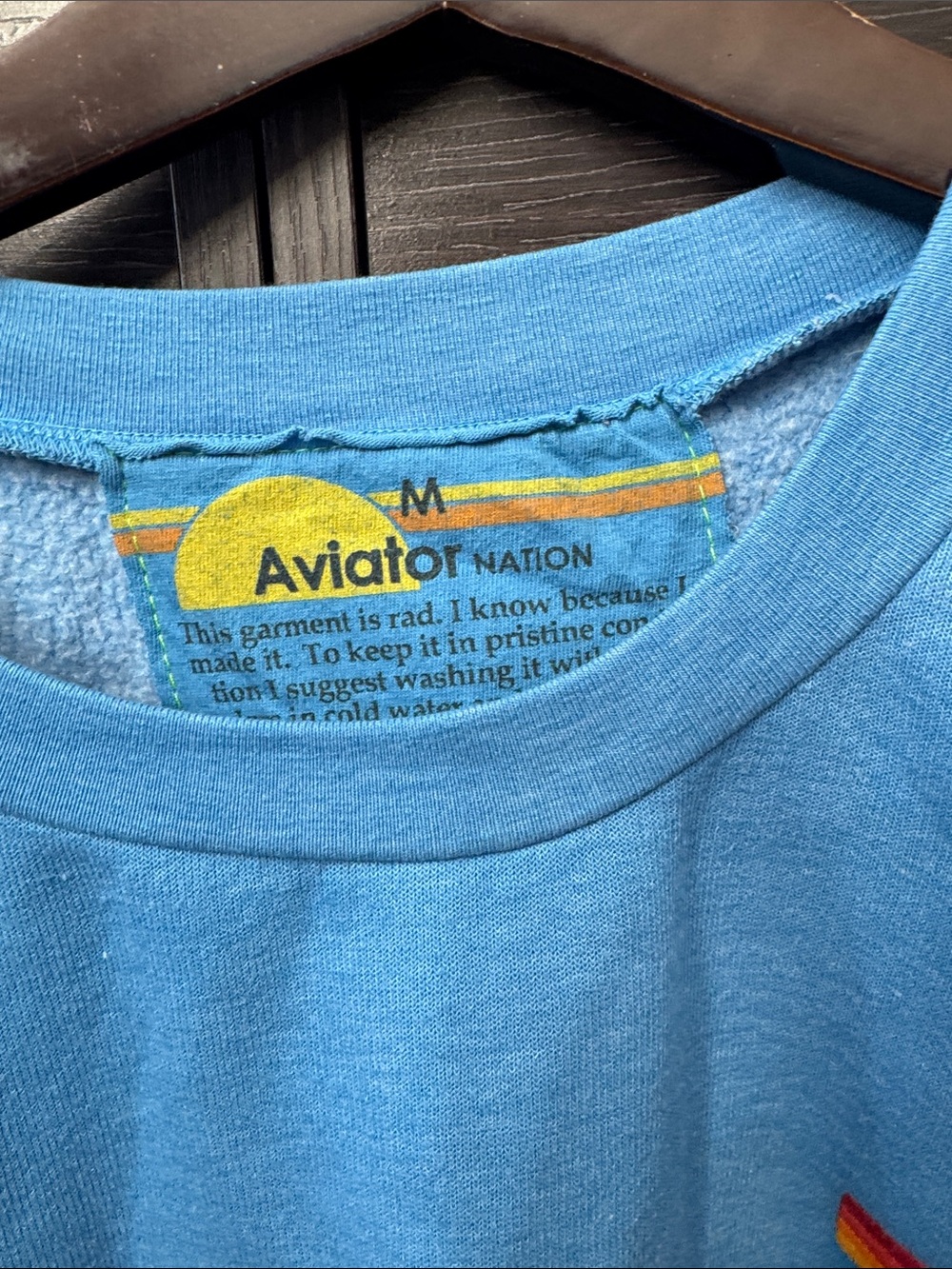 Aviator Nation Rainbow Stitch Sleeve Crew Relaxed Sweatshirt - Picture 10 of 11
